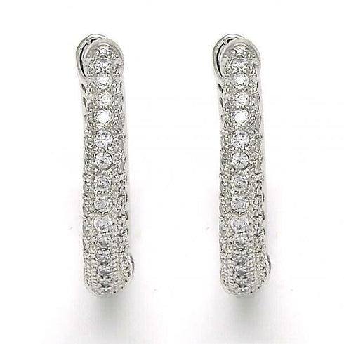 14K White Gold Plated Micro Pave Cubic Zirconia Men & Women Huggie Hoop Earrings